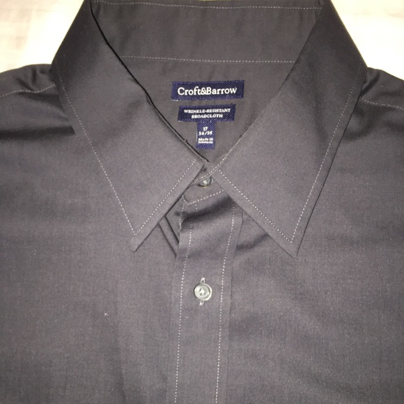 Croft and Barrow Mens Dress Shirt Grey Wrinkle Fr - Picture 3 of 4